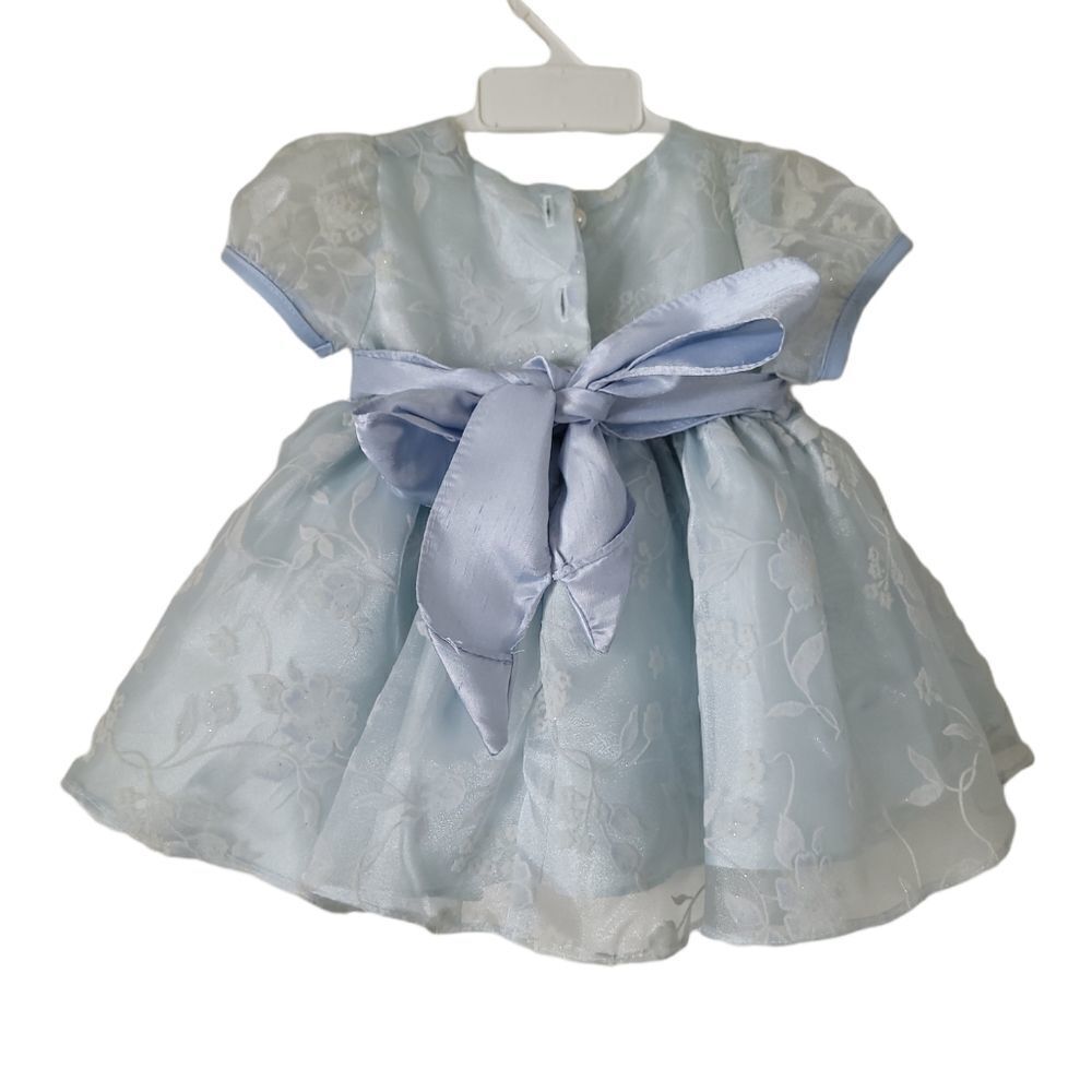 Sweet Kids Baby Dress Girls Blue Pleated Blue Tulle Flower Girl 6M vintage - Picture 2 of 5